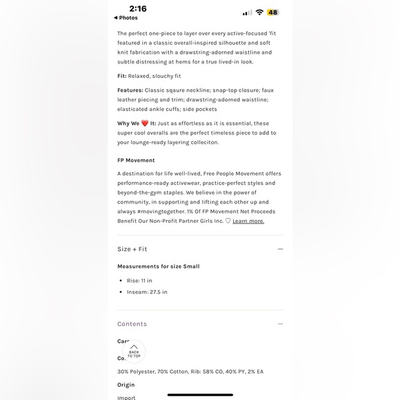 NWT FREE PEOPLE MOVEMENT Making It Overalls | Heather Grey Combo MSRP $168 S - Picture 2 of 7